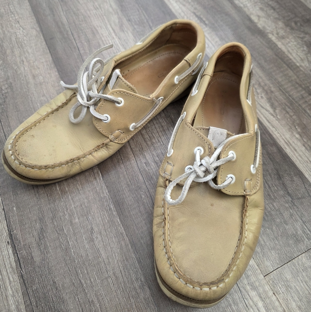 HEAD womens Sperry Top Slider Mocassin Flat Loafers Tan Vintage Preppy Classy